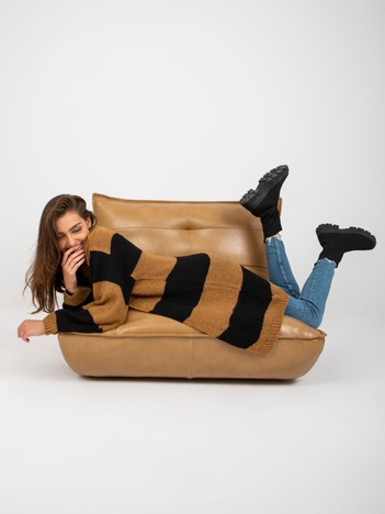 Czarno-camelowy kardigan z szerokim rękawem OCH BELLA