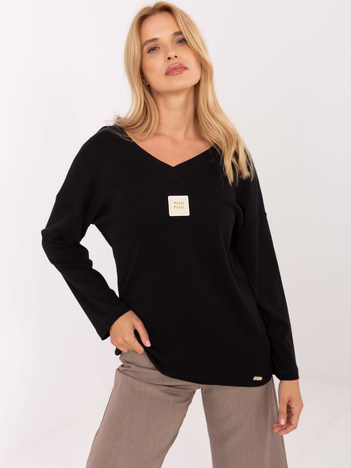 Czarna damska bluzka oversize z napisem