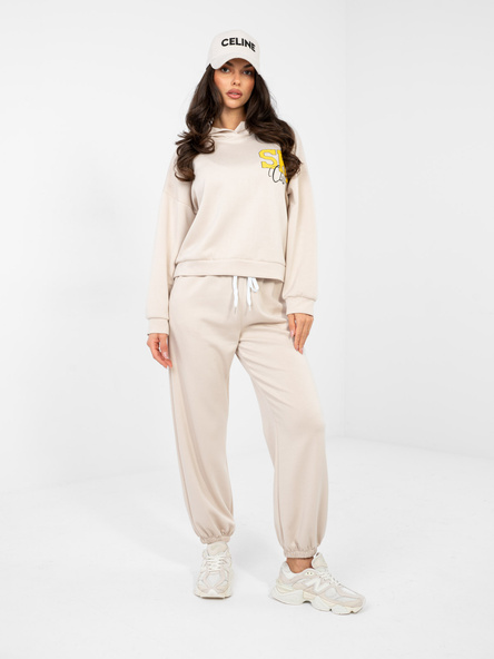 Beżowy dresowy komplet ze spodniami typu jogger RUE PARIS