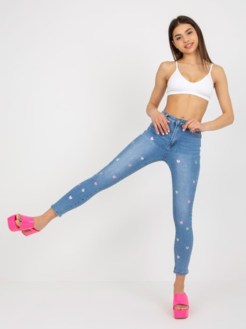 Niebieskie damskie jeansy skinny