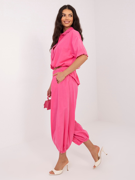 Ciemnoróżowe sztruksowe spodnie od kompletu