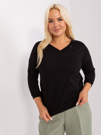 Czarna bluzka plus size basic z rękawem 3/4