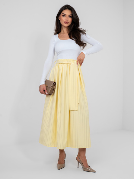 Pastelowa żółta rozkloszowana spódnica w paski