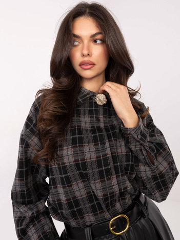 Czarna flanelowa koszula w kratę