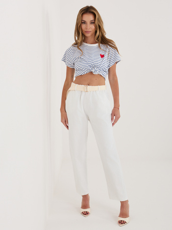 Ecru sztruksowe spodnie z kieszeniami