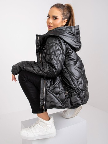 Czarna kurtka przejściowa z kapturem Hanoi