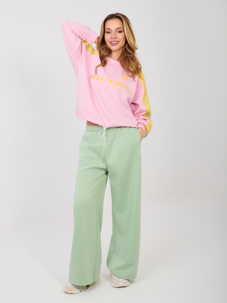 Pistacjowo-różowy komplet z bluzą bez kaptura RUE PARIS