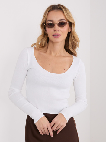 Ecru krótka bluzka basic z bawełny