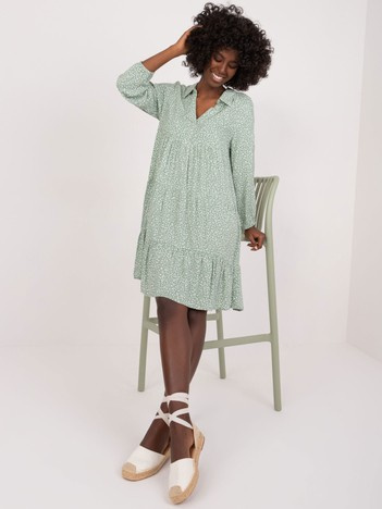 Khaki wiskozowa sukienka z printem SUBLEVEL