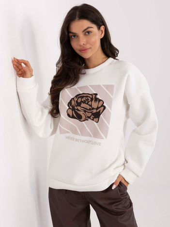 Ecru dresowa bluza oversize z nadrukiem