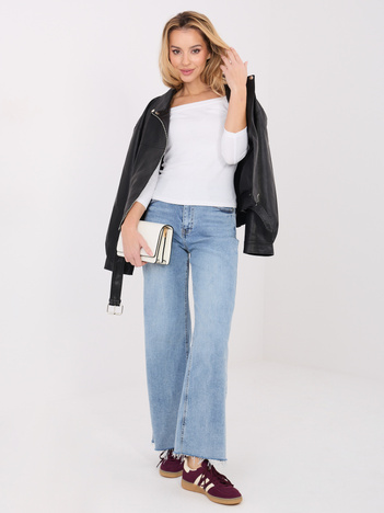 Ecru dopasowana bluzka basic z bawełny