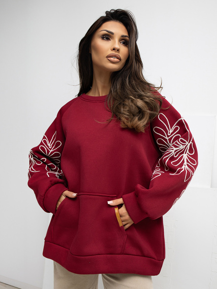 Bordowa bluza oversize z ociepleniem RUE PARIS