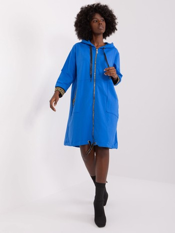 Ciemnoniebieska długa bluza rozpinana z kapturem Lisbon