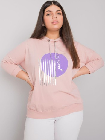 Brudnoróżowa bluzka plus size z aplikacją Bella