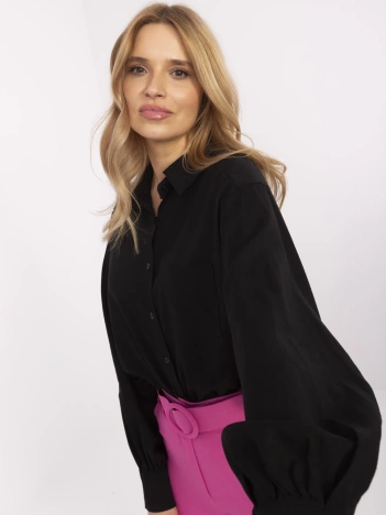 Czarna rozpinana koszula oversize z kołnierzykiem