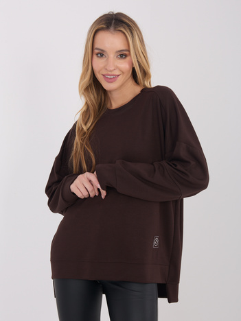 Czekoladowa bluza w jednolitym kolorze RUE PARIS