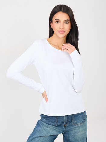 Biały damski longsleeve basic z bawełny RUE PARIS