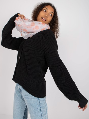 Jasnoszara chusta komin w błyszczące kropki