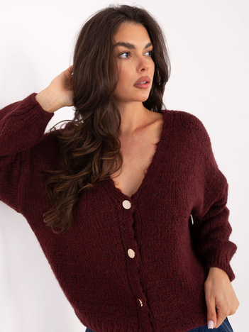Bordowy rozpinany sweter oversize RUE PARIS