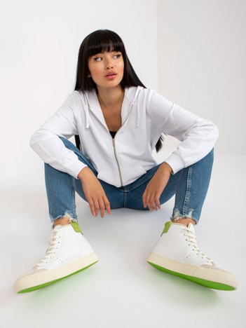 Biała rozpinana bluza basic z kapturem