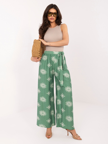 Zielone damskie spodnie palazzo na lato