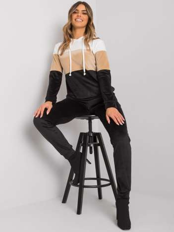 Czarno-biały komplet welurowy ze spodniami Dilva RUE PARIS