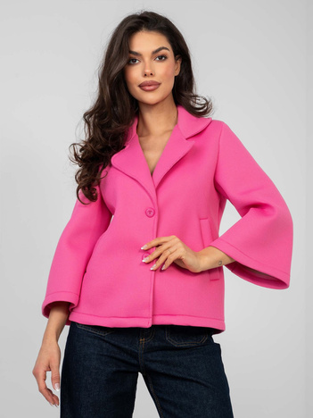 Ciemnoróżowy krótki płaszcz z piankowego materiału