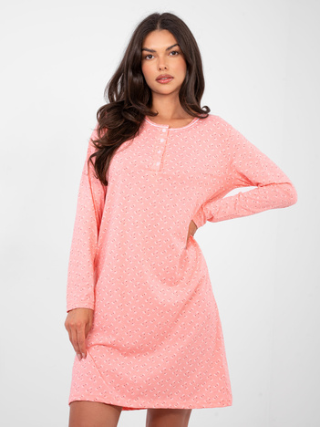 Pomarańczowa nocna koszula damska z nadrukiem w kropki