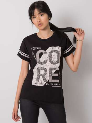 Czarny t-shirt z nadrukiem Amber