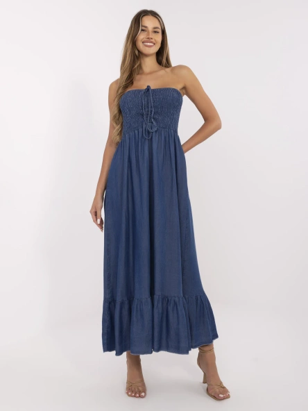 Ciemnoniebieska maxi sukienka bez ramiączek