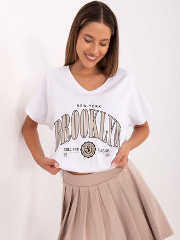 Biało-beżowy komplet z t-shirtem oversize