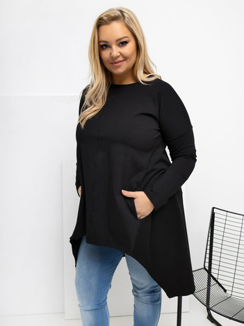 Czarna bluzka plus size z dłuższym tyłem