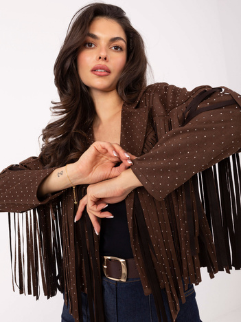 Brązowa zamszowa kurtka bez zapięcia