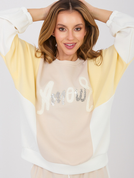 Beżowa damska bluza z cekinami  RUE PARIS