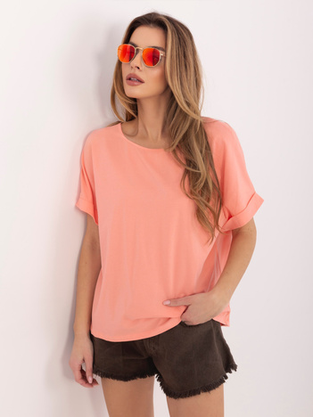 Brzoskwiniowa bluzka basic o kroju oversize RUE PARIS