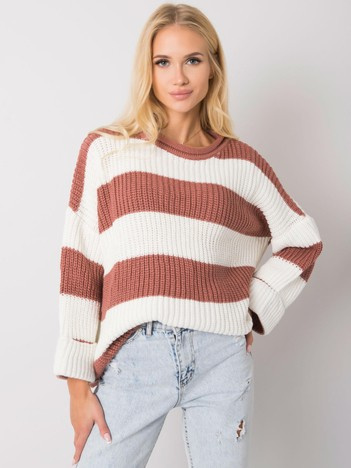 Brudnoróżowy sweter w paski Bree