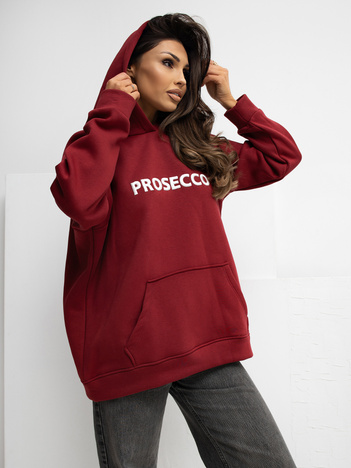 Bordowa bluza z haftowanym napisem RUE PARIS