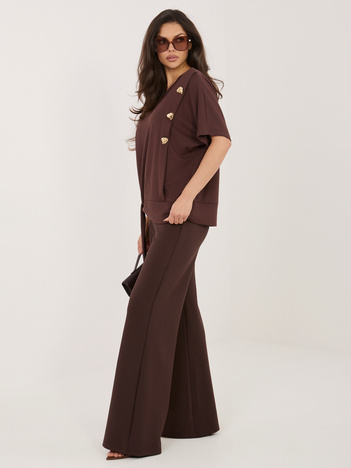 Czekoladowy dwuczęściowy komplet z wiązaniem