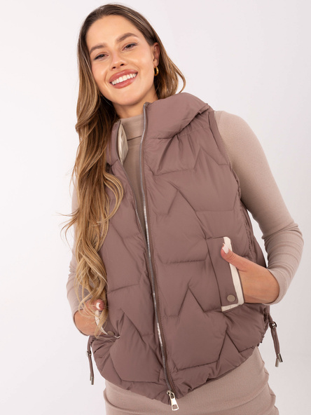 Brązowa damska kamizelka z pikowaniem