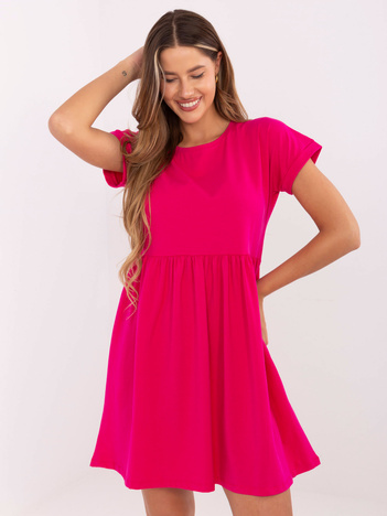 Fuksjowa letnia sukienka z bawełny RUE PARIS