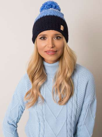 Granatowo-niebieska czapka zimowa RUE PARIS