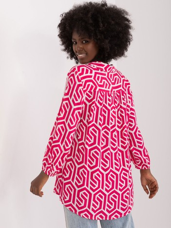 Fuksjowa bluzka w geometryczny wzór SUBLEVEL