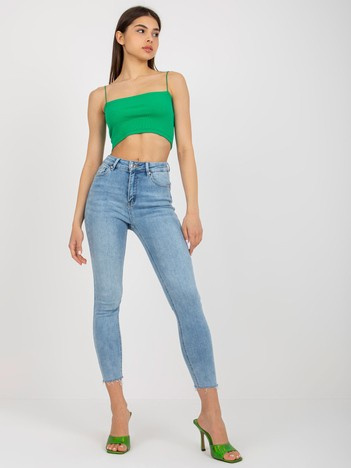 Niebieskie jeansowe rurki damskie