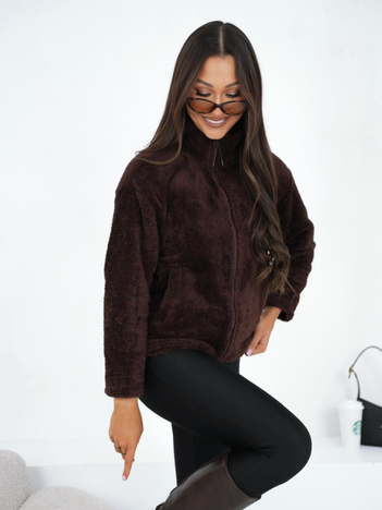 Czekoladowa rozpinana bluza z kieszeniami