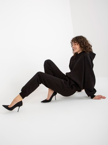 Czarny dwuczęściowy dresowy komplet basic oversize