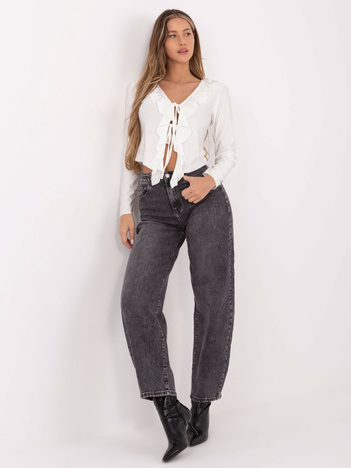 Ecru krótka bluzka z wiązaniem