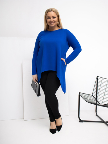 Kobaltowa asymetryczna bluzka plus size