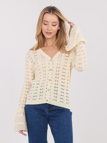 Jasnobeżowy sweter z ozdobnymi guzikami