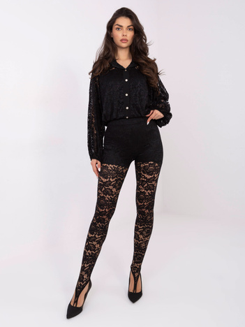 Czarne eleganckie legginsy z koronki