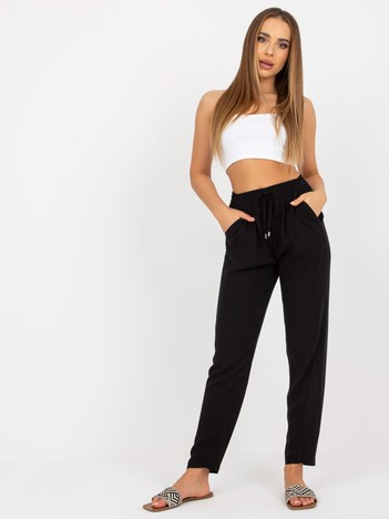 Czarne lekkie spodnie z materiału z wiskozy SUBLEVEL